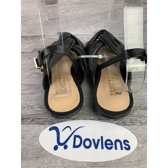 Schutz Womens Size 6B Black Leather Open Toe Knotted Sandals - Picture 3 of 5